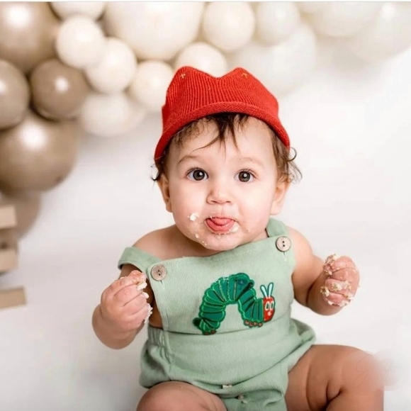 The Very Hungry Caterpillar First Second Birthday Cake Smash Romper Crown Set - Picture 13 of 16